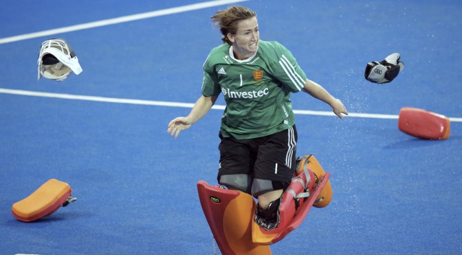 LONDON - Unibet EuroHockey Championships women
20 ENG v NED (Gold Medal Match) 2-2
England Europese Champion by winning the shoot outs
Foto: Maddie Hinch (Gk)  winning and celebrating.
WSP COPYRIGHT FRANK UIJLENBROEK